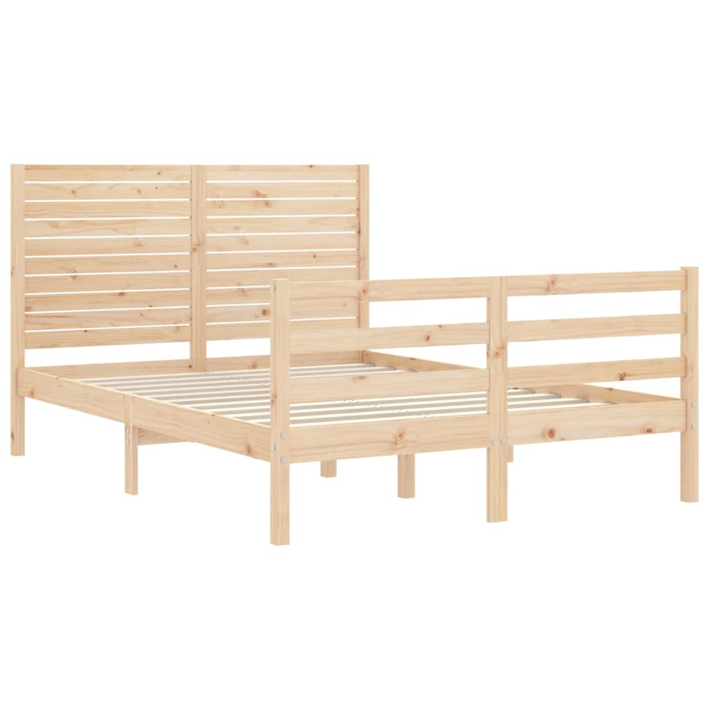 Bed Frame without Mattress Double Solid Wood