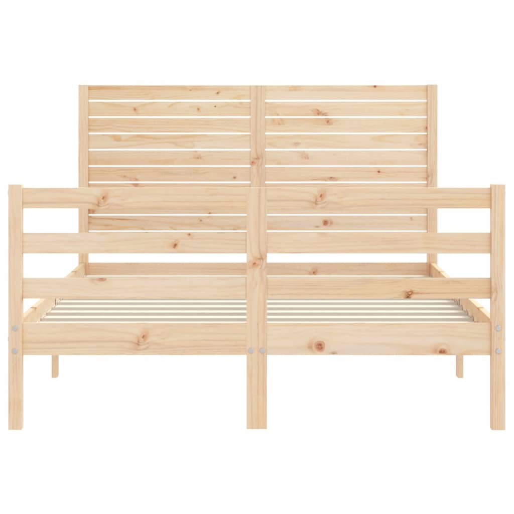 Bed Frame without Mattress Double Solid Wood