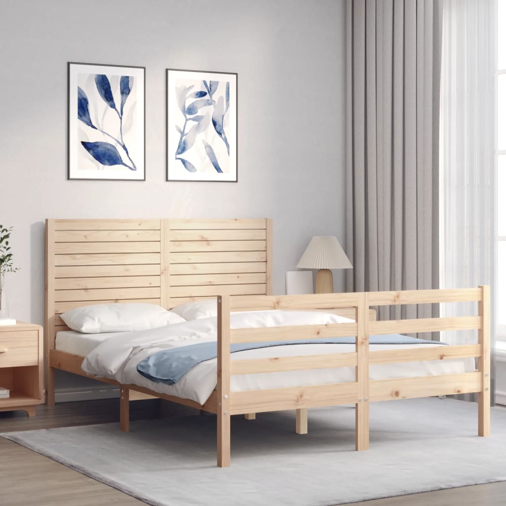 Bed Frame without Mattress 140x190 cm Solid Wood