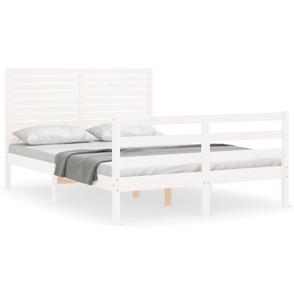 Bed Frame without Mattress White 140x190 cm Solid Wood