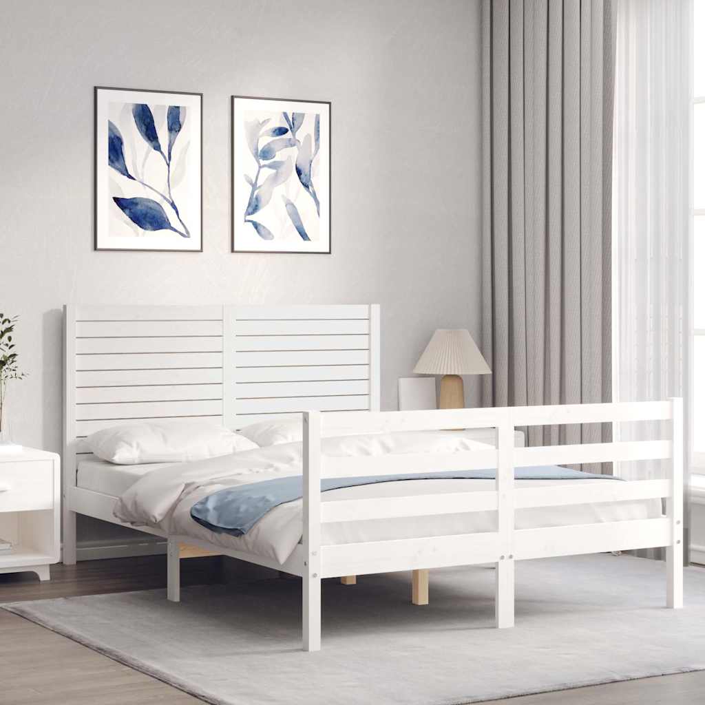 Bed Frame without Mattress White 140x190 cm Solid Wood