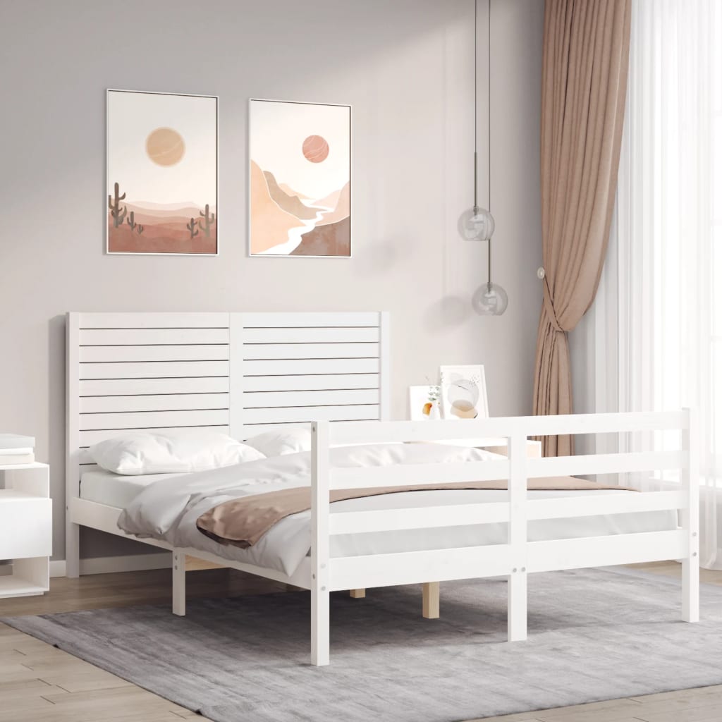 Bed Frame without Mattress White 140x190 cm Solid Wood