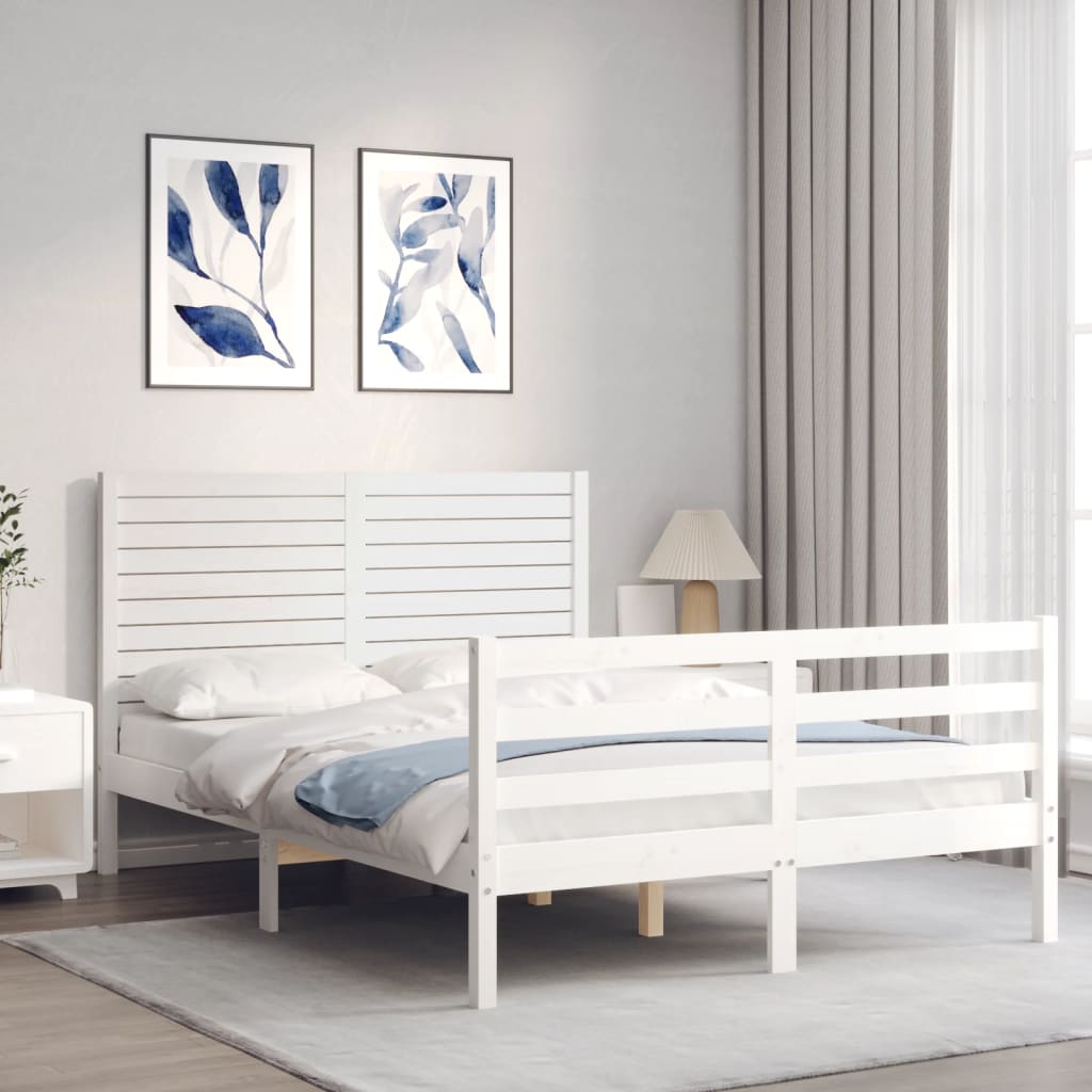 Bed Frame without Mattress White 120x200 cm Solid Wood