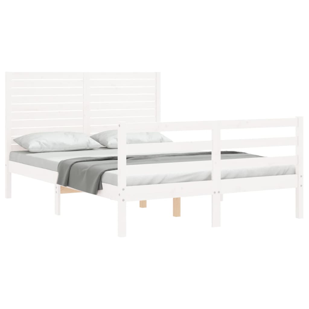 Bed Frame without Mattress White 120x200 cm Solid Wood