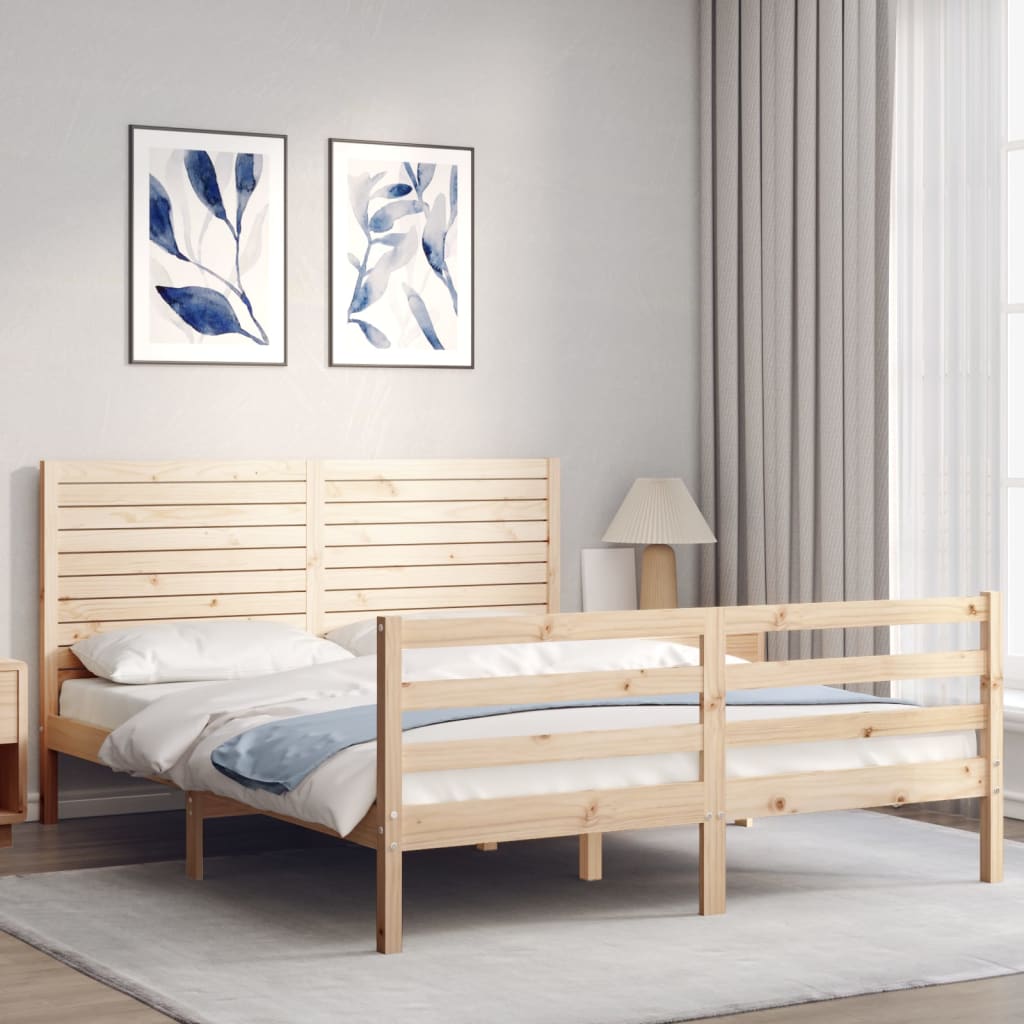 Bed Frame without Mattress King Size Solid Wood
