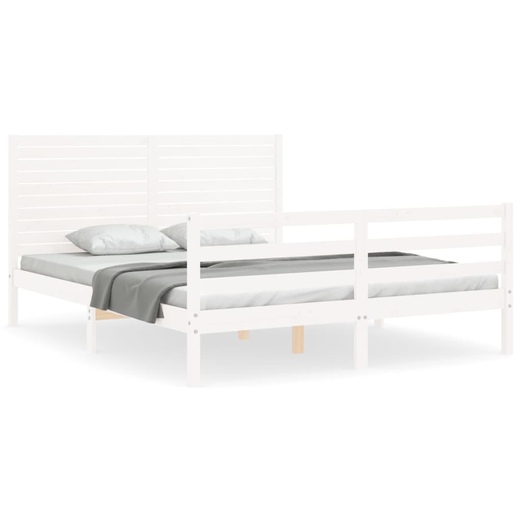 Bed Frame without Mattress White 160x200 cm Solid Wood