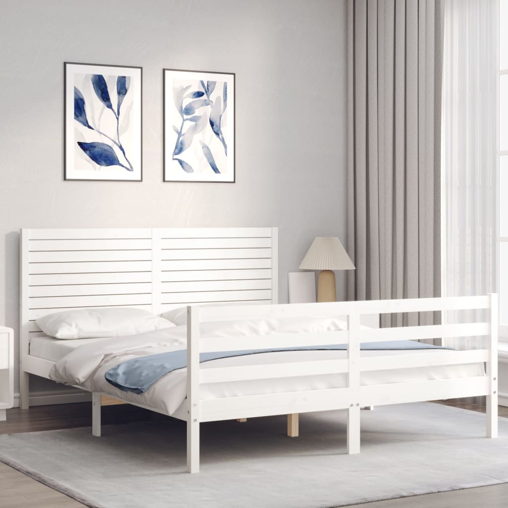 Bed Frame without Mattress White 160x200 cm Solid Wood