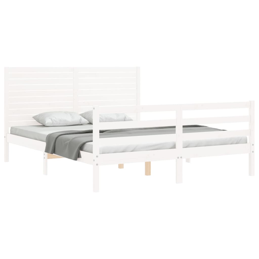 Bed Frame without Mattress White 160x200 cm Solid Wood