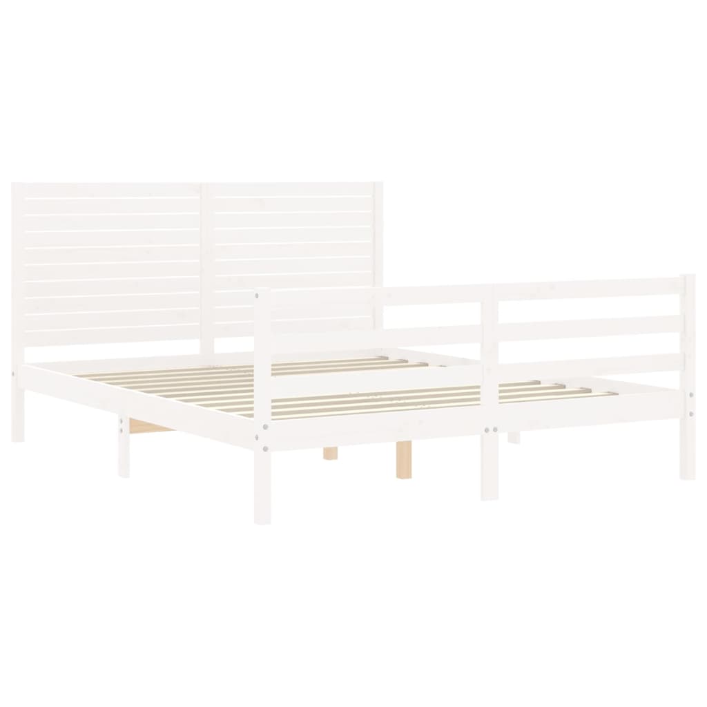 Bed Frame without Mattress White 160x200 cm Solid Wood