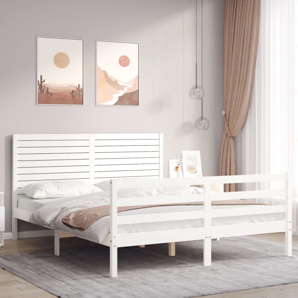 Bed Frame without Mattress White 160x200 cm Solid Wood