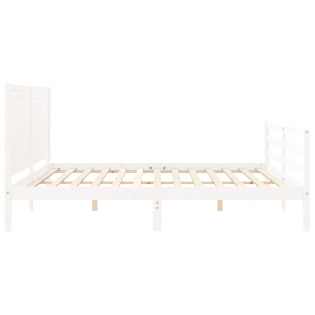 Bed Frame without Mattress White Super King Size Solid Wood