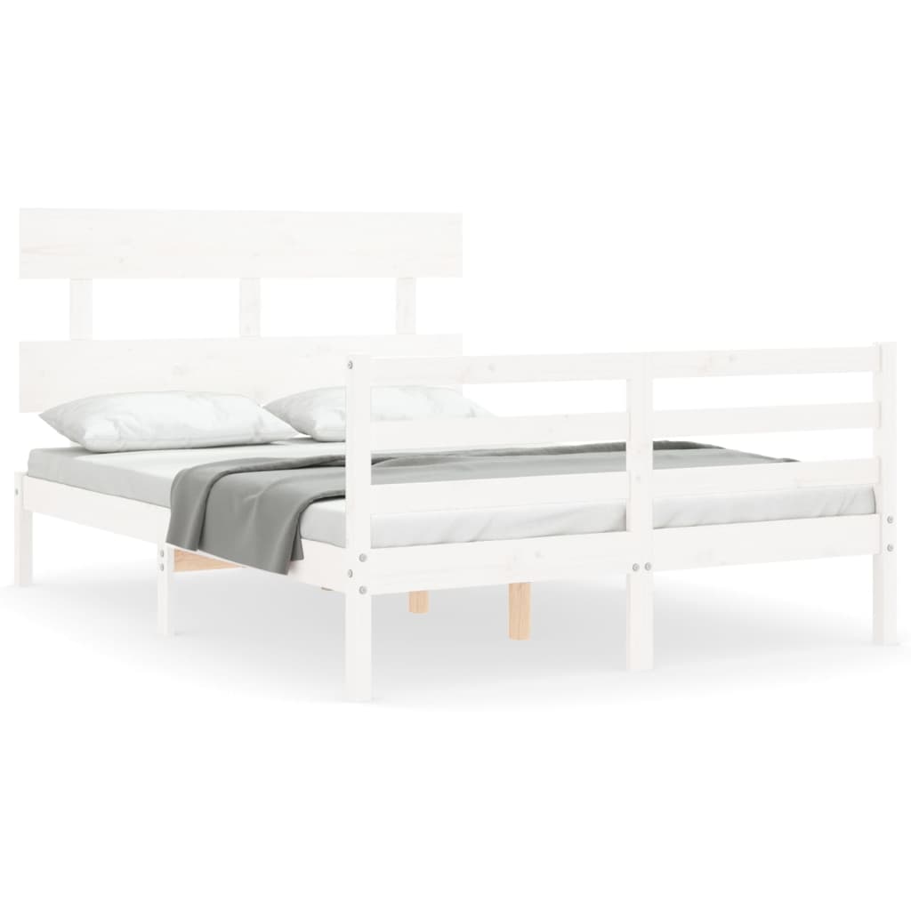 Bed Frame without Mattress White Small Double Solid Wood