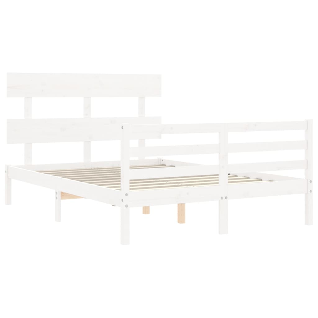 Bed Frame without Mattress White Small Double Solid Wood