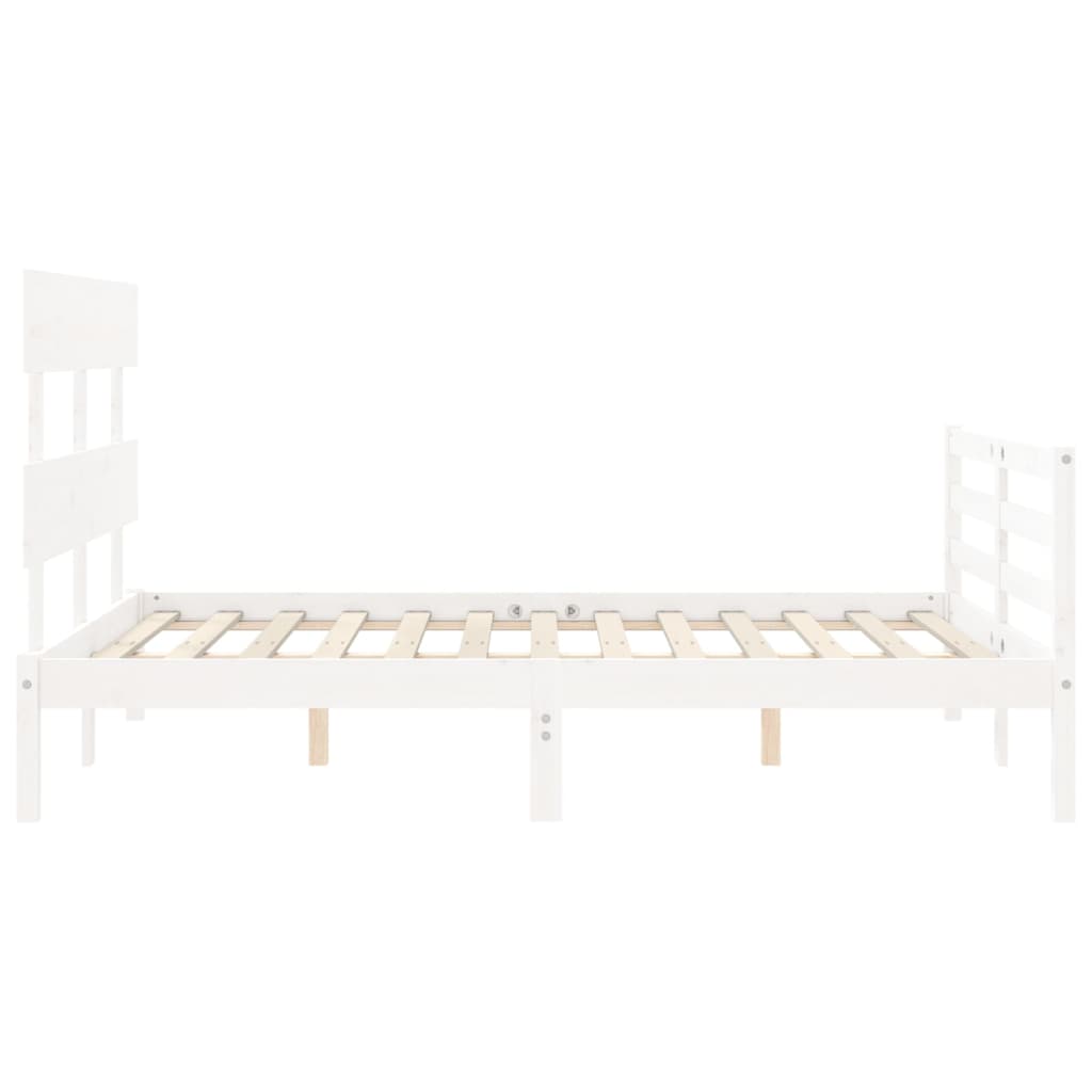 Bed Frame without Mattress White Small Double Solid Wood