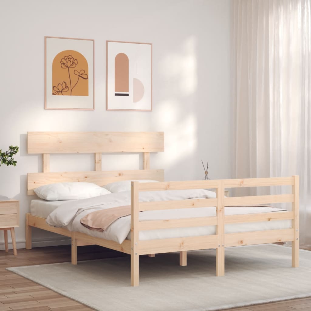 Bed Frame without Mattress 140x190 cm Solid Wood