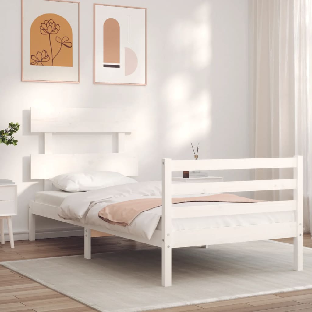 Bed Frame without Mattress White 100x200 cm Solid Wood