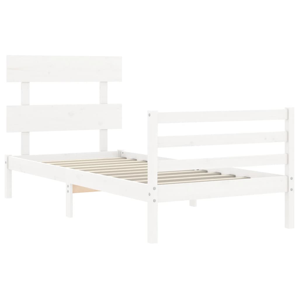 Bed Frame without Mattress White 100x200 cm Solid Wood