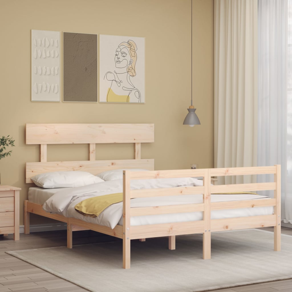 Bed Frame without Mattress 140x200 cm Solid Wood