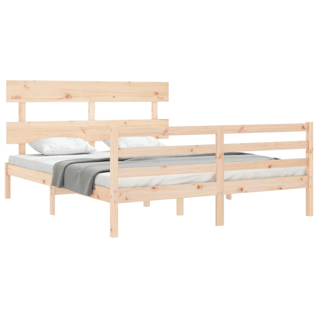 Bed Frame without Mattress King Size Solid Wood