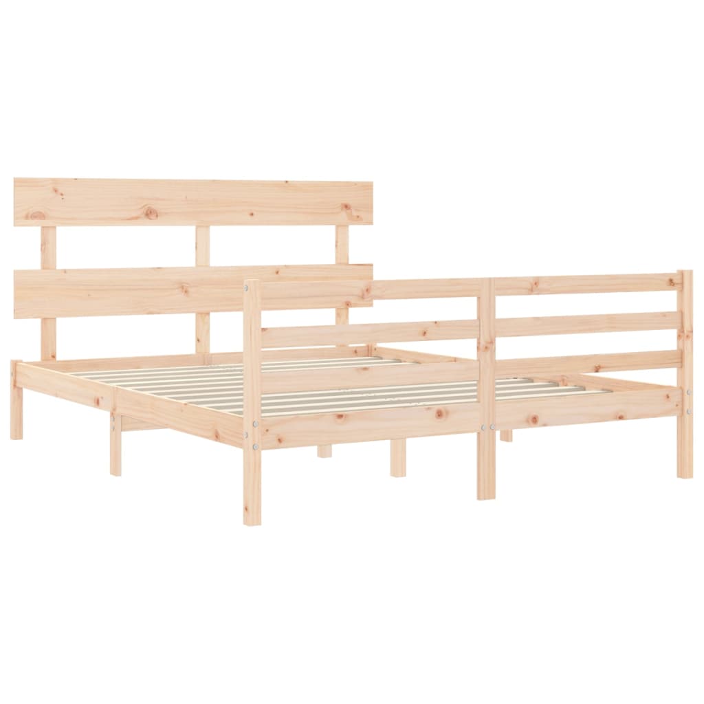 Bed Frame without Mattress King Size Solid Wood