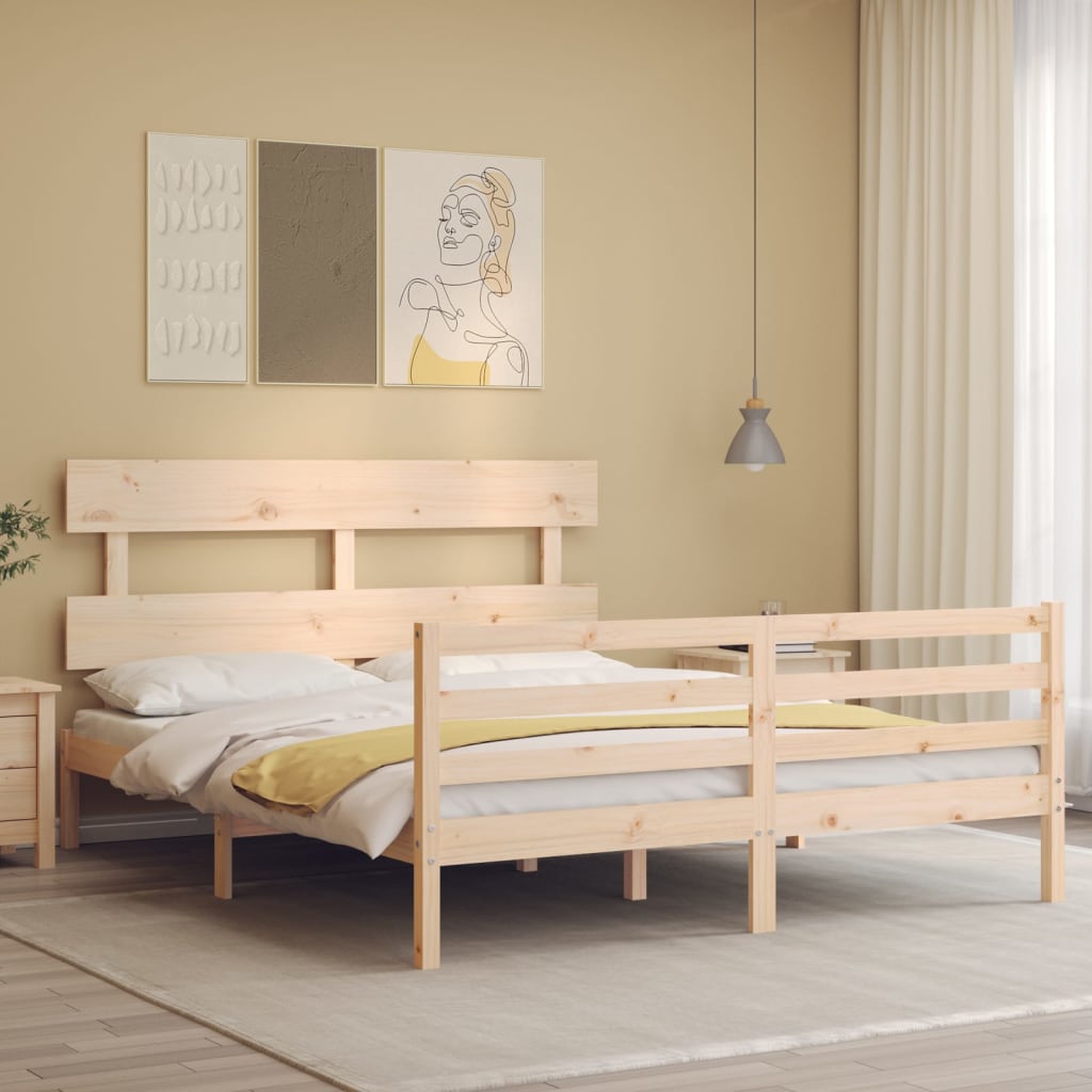 Bed Frame without Mattress King Size Solid Wood