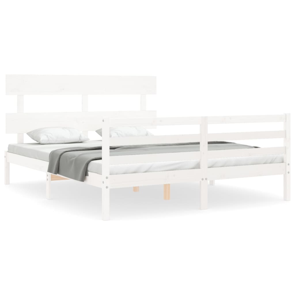 Bed Frame without Mattress White 160x200 cm Solid Wood