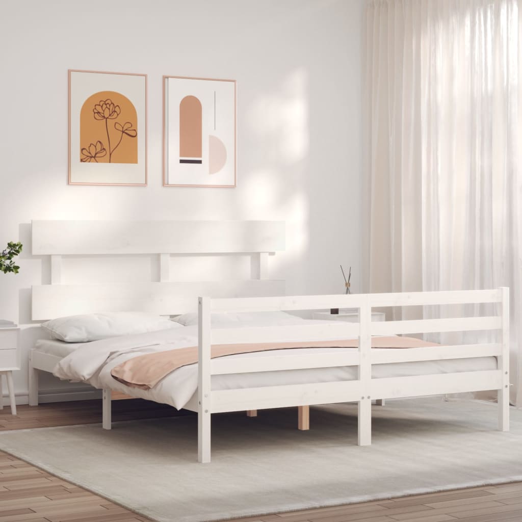 Bed Frame without Mattress White 160x200 cm Solid Wood