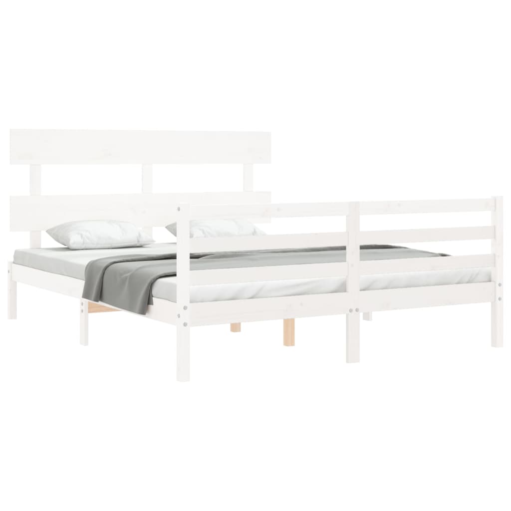 Bed Frame without Mattress White 160x200 cm Solid Wood