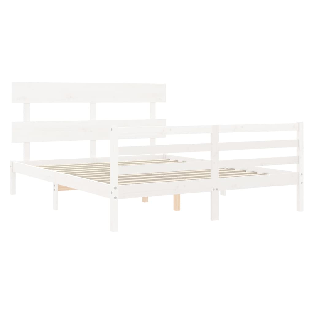 Bed Frame without Mattress White 160x200 cm Solid Wood