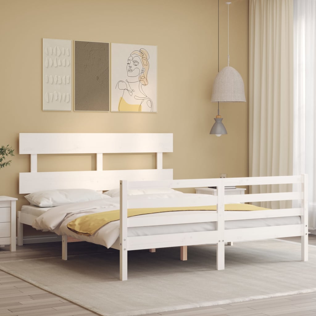 Bed Frame without Mattress White 160x200 cm Solid Wood