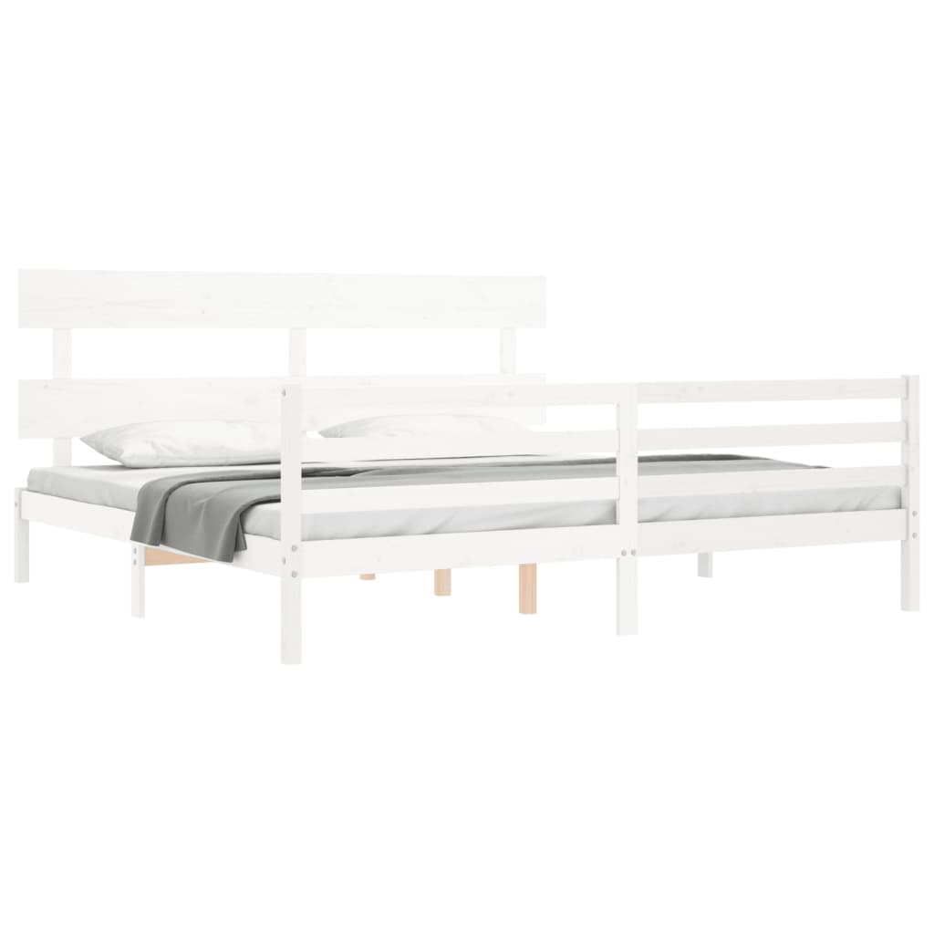 Bed Frame without Mattress White 200x200 cm Solid Wood
