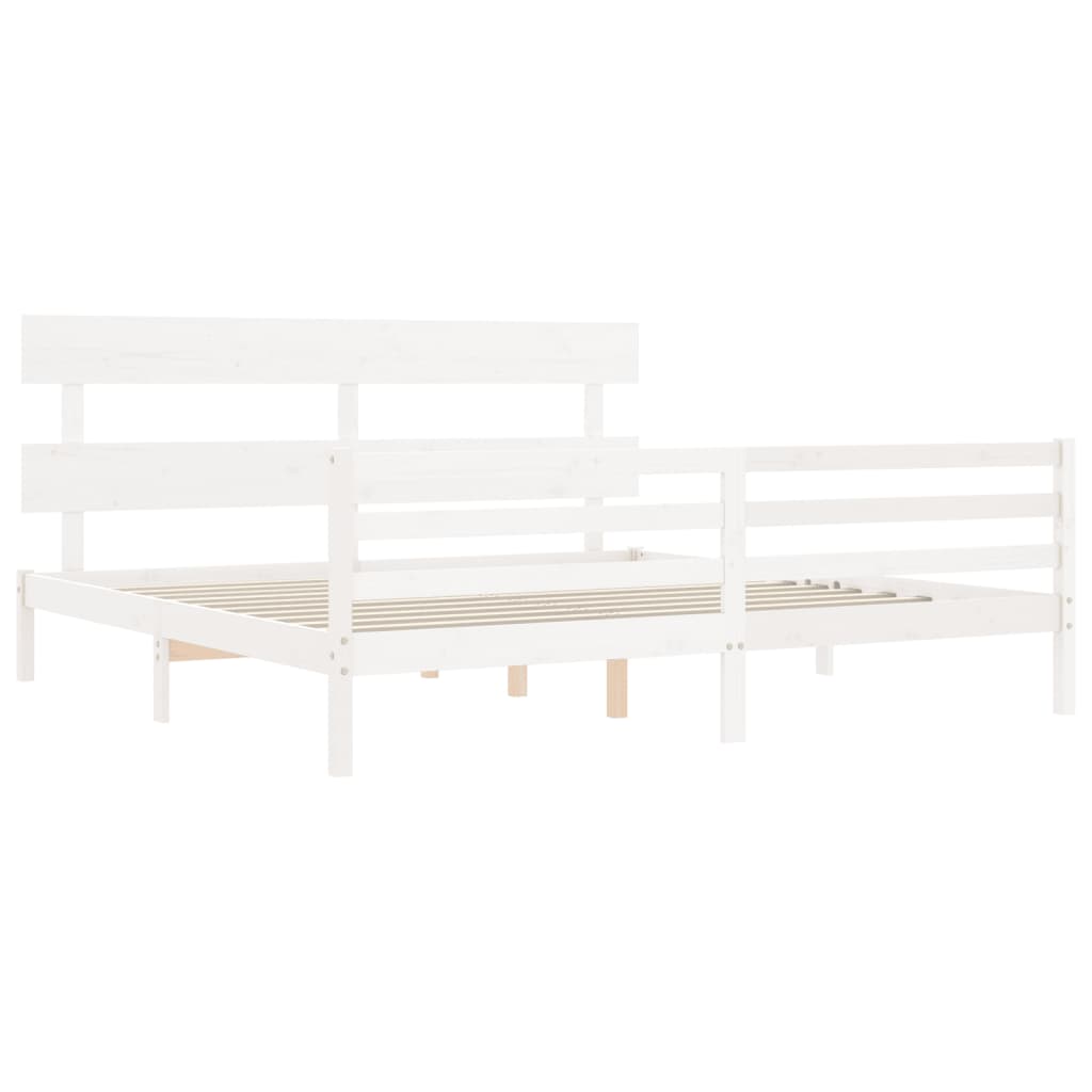 Bed Frame without Mattress White 200x200 cm Solid Wood