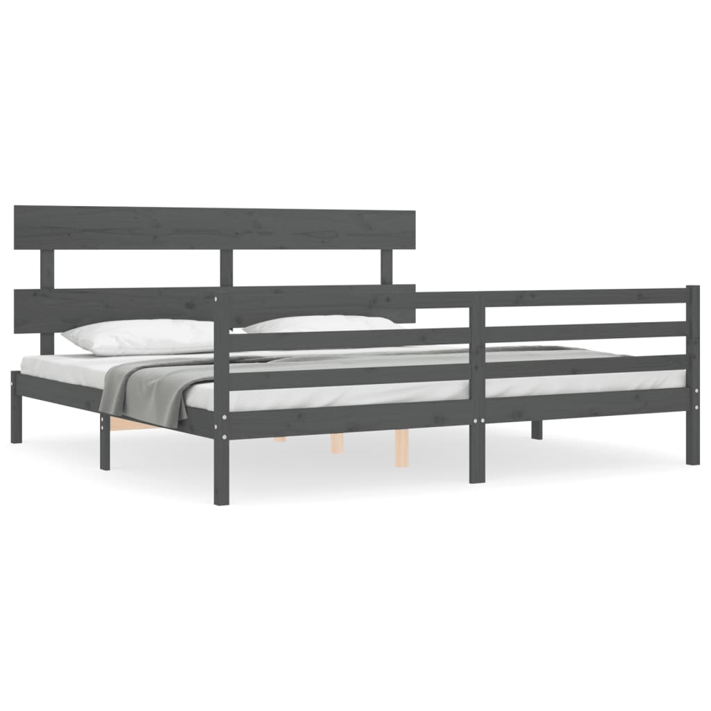 Bed Frame without Mattress Grey 200x200 cm Solid Wood