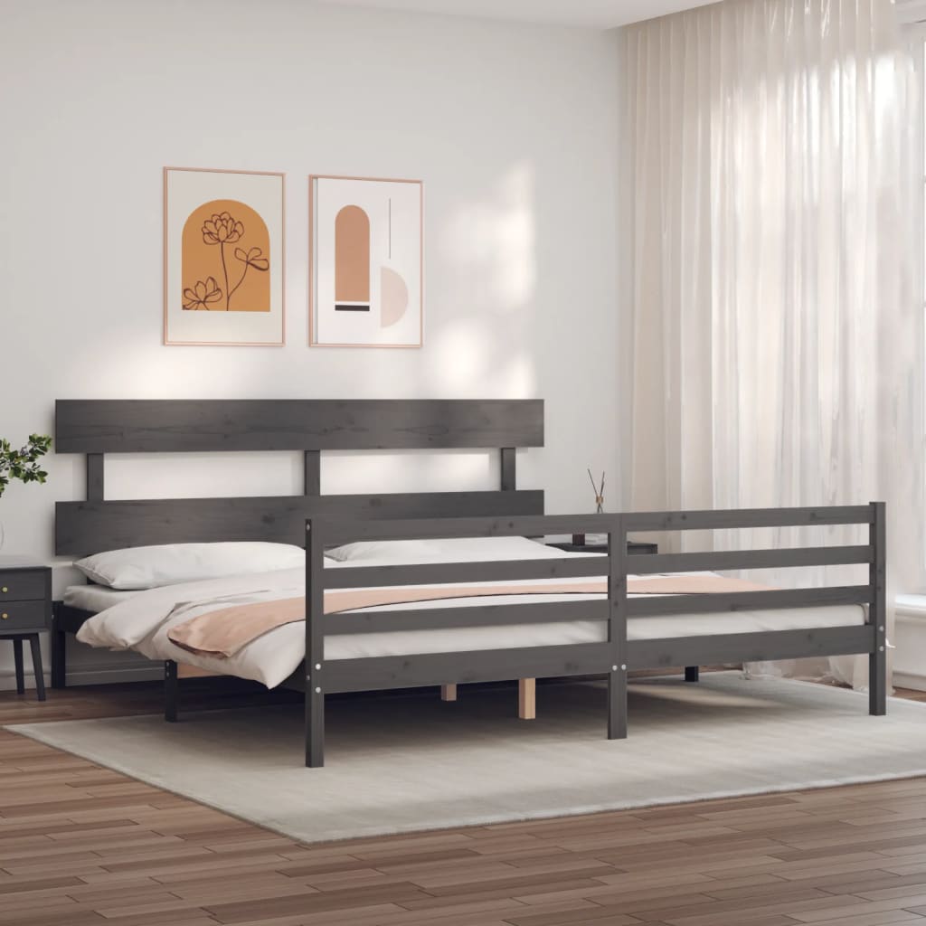 Bed Frame without Mattress Grey 200x200 cm Solid Wood