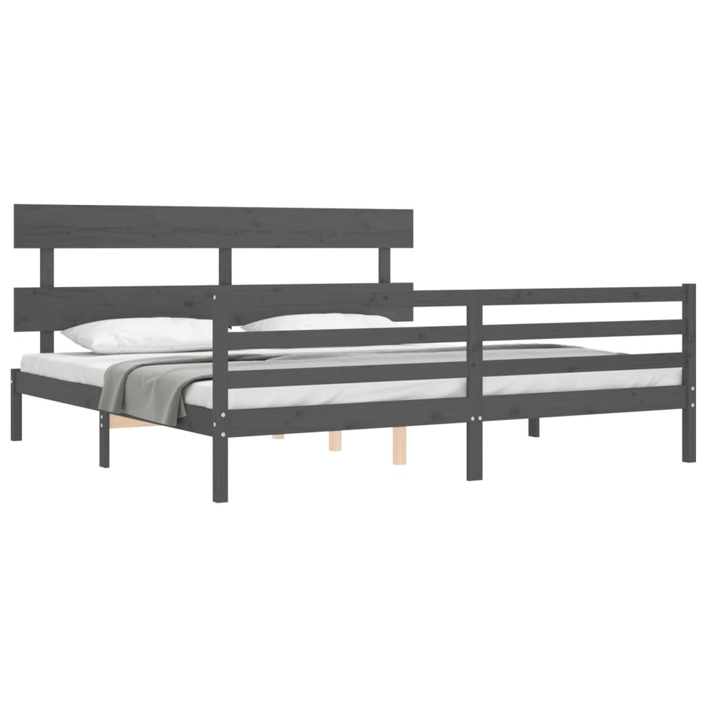 Bed Frame without Mattress Grey 200x200 cm Solid Wood