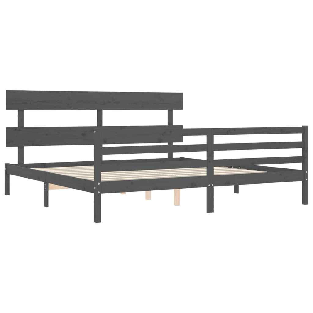Bed Frame without Mattress Grey 200x200 cm Solid Wood