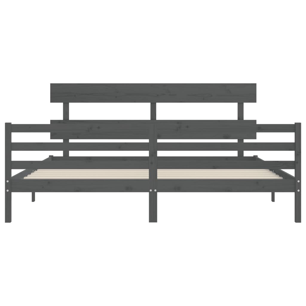 Bed Frame without Mattress Grey 200x200 cm Solid Wood