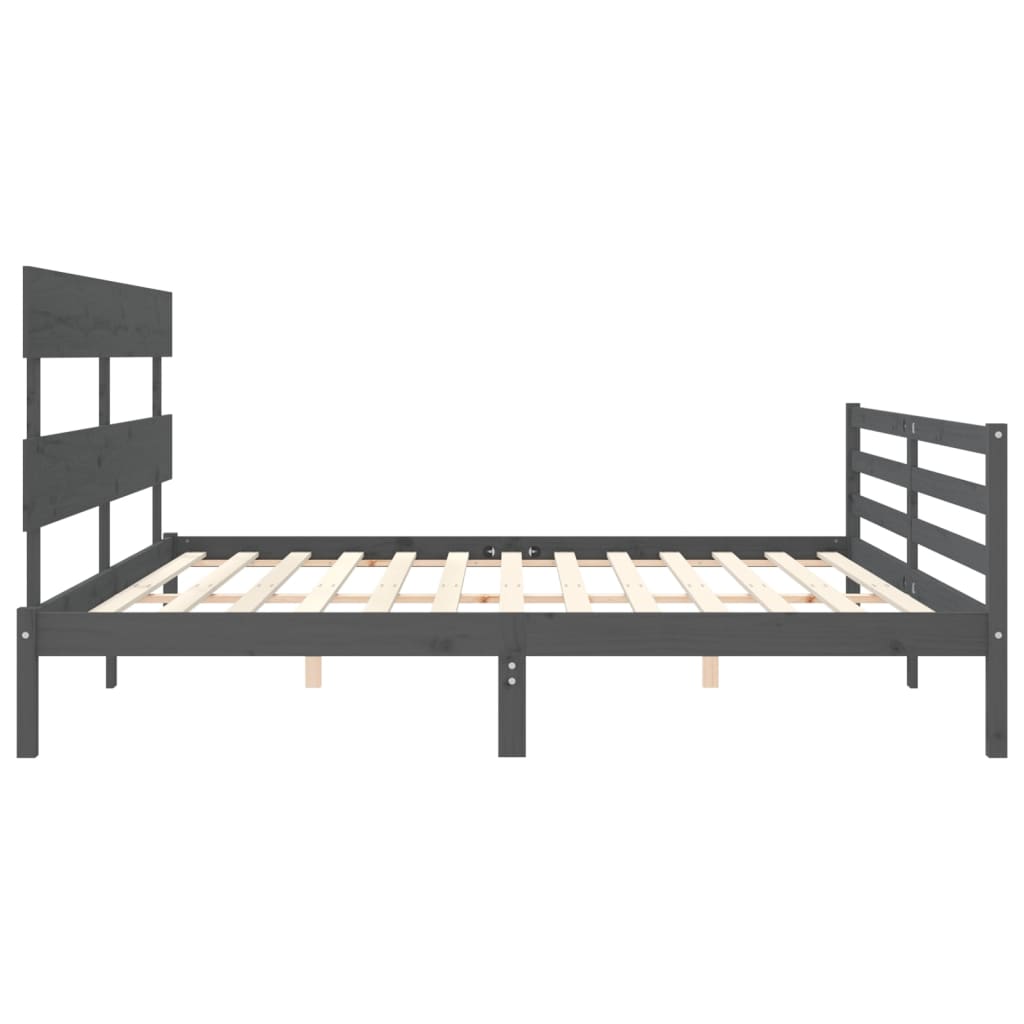 Bed Frame without Mattress Grey 200x200 cm Solid Wood