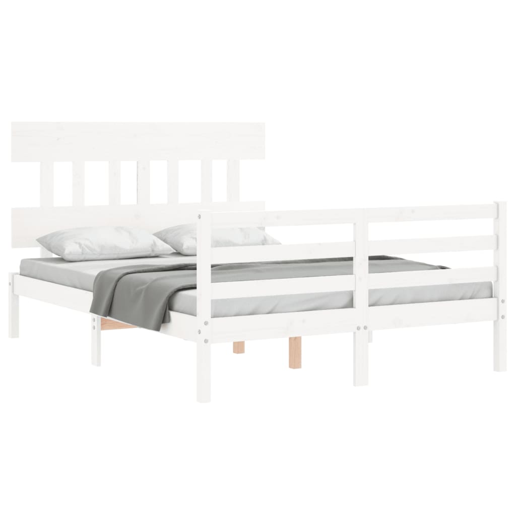 Bed Frame without Mattress White Small Double Solid Wood