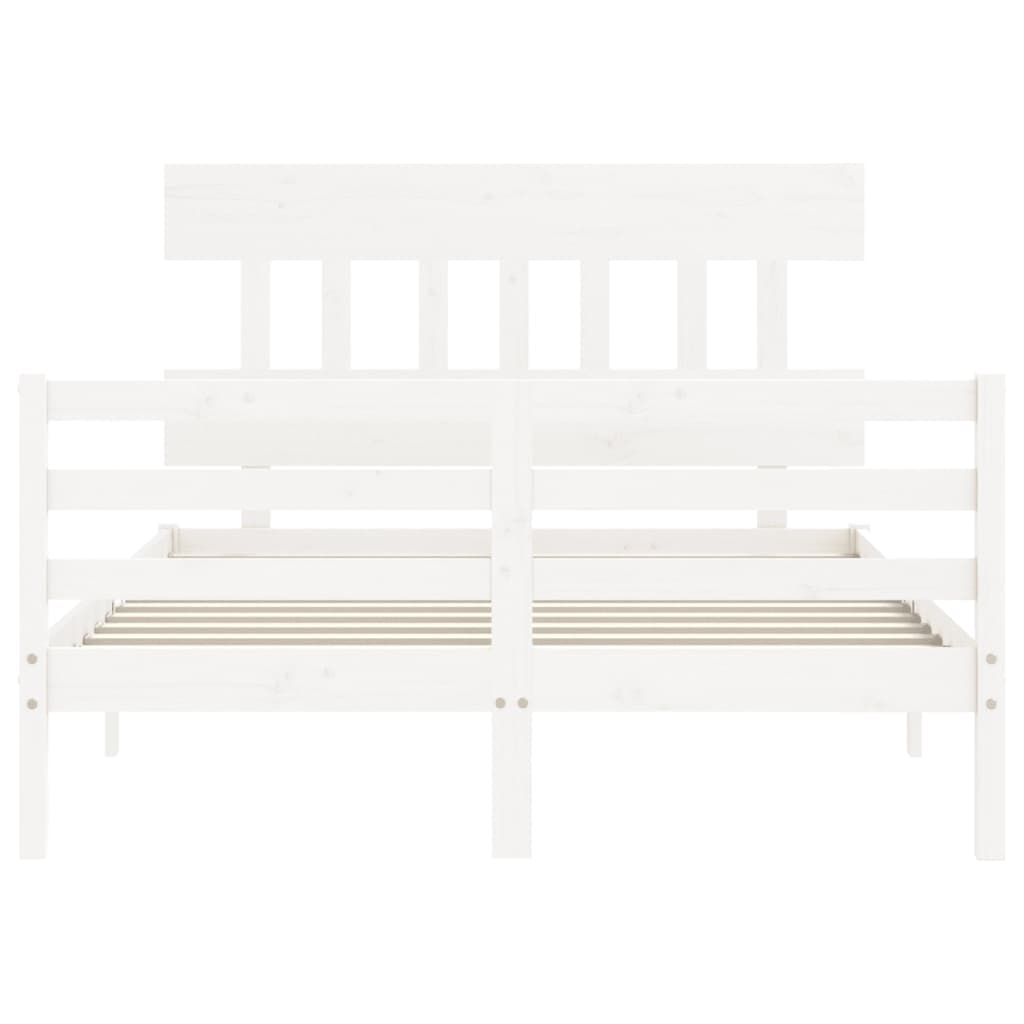 Bed Frame without Mattress White Small Double Solid Wood