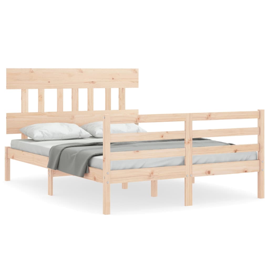 Bed Frame without Mattress Double Solid Wood