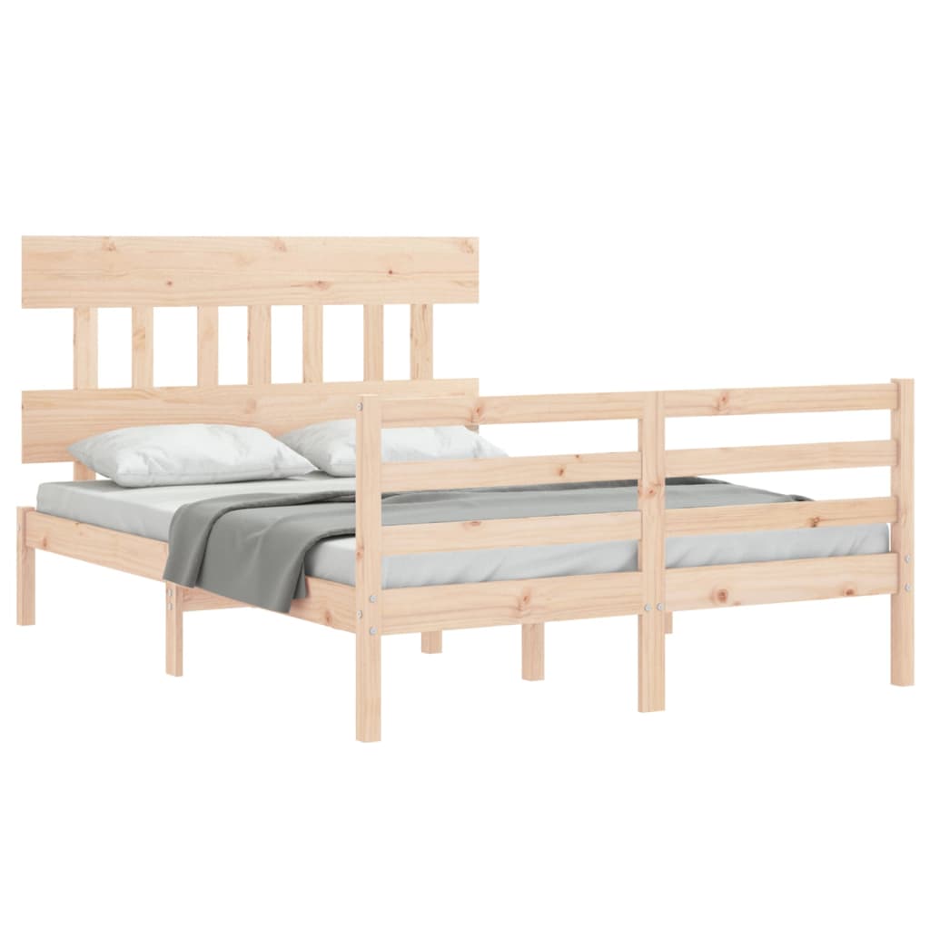 Bed Frame without Mattress Double Solid Wood
