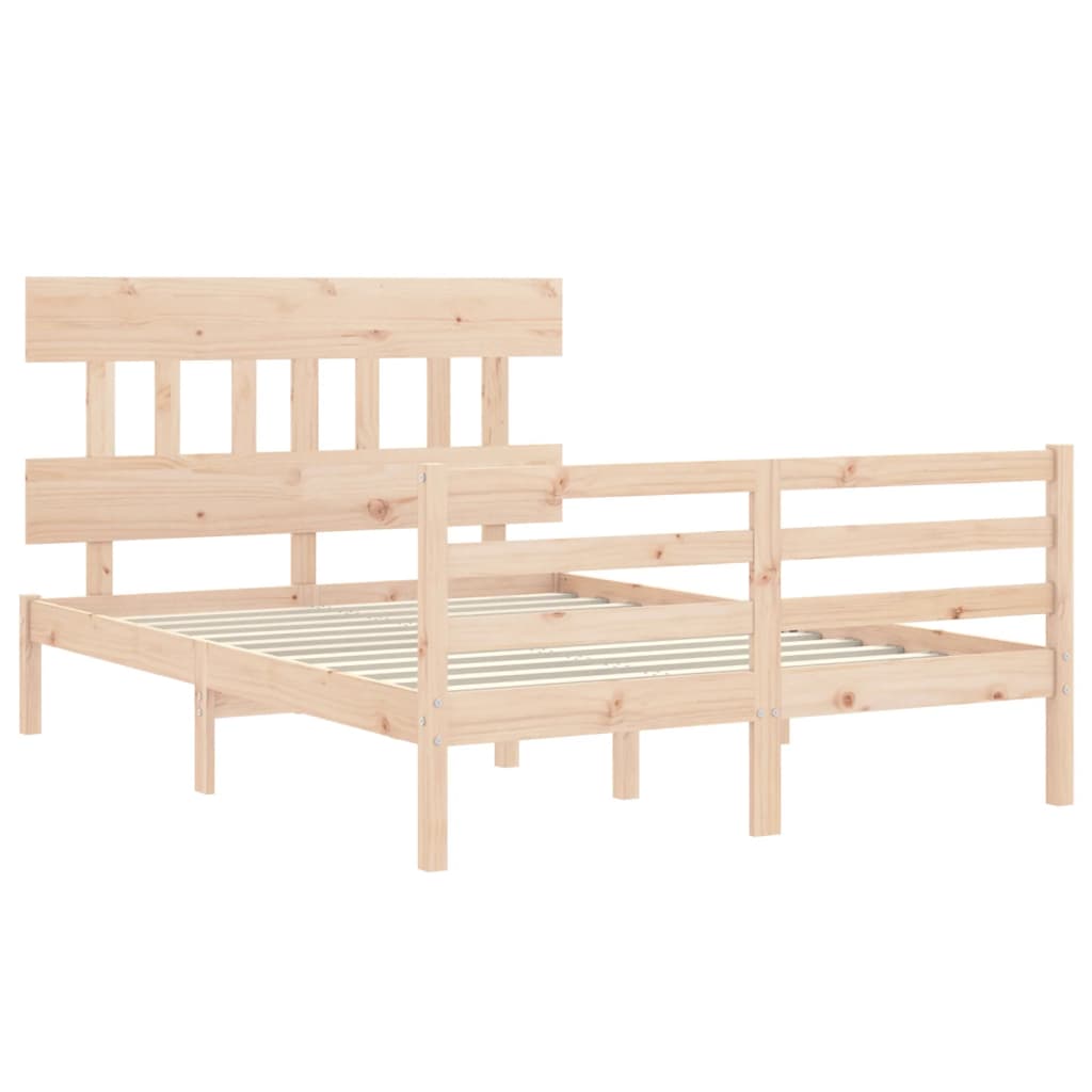Bed Frame without Mattress Double Solid Wood