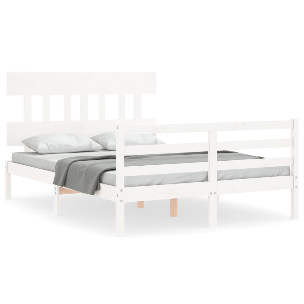 Bed Frame without Mattress White 140x190 cm Solid Wood