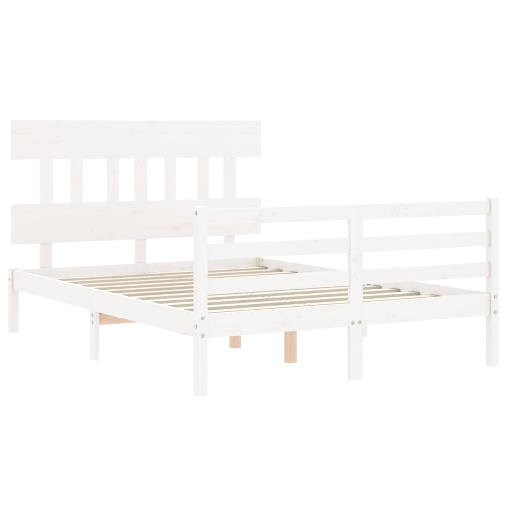Bed Frame without Mattress White 140x190 cm Solid Wood