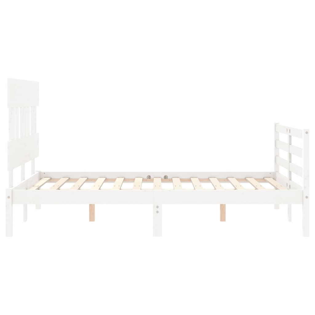 Bed Frame without Mattress White 140x190 cm Solid Wood