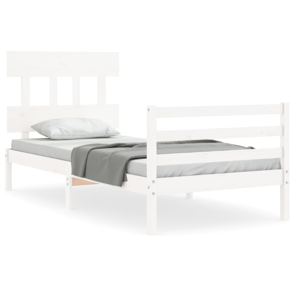 Bed Frame without Mattress White 100x200 cm Solid Wood