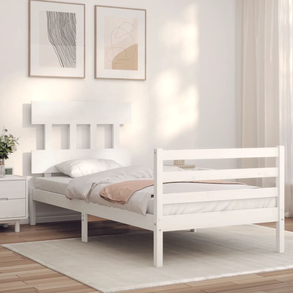 Bed Frame without Mattress White 100x200 cm Solid Wood