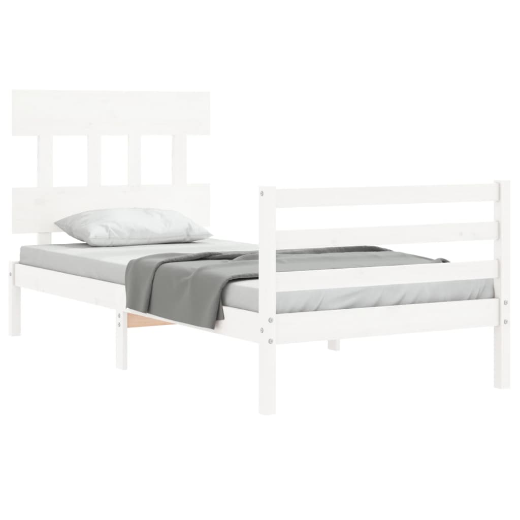 Bed Frame without Mattress White 100x200 cm Solid Wood