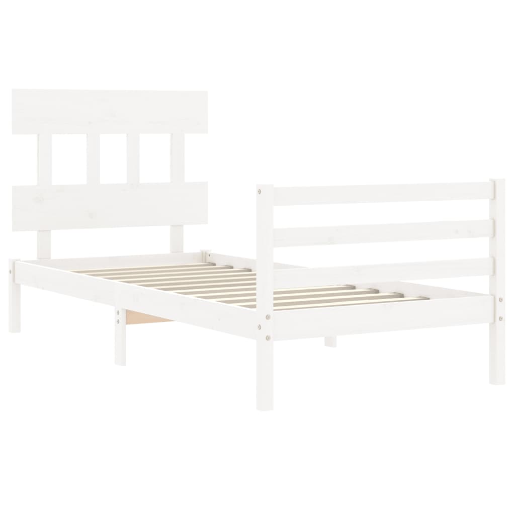 Bed Frame without Mattress White 100x200 cm Solid Wood